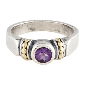 LAGOS  Amethyst Caviar 925 silver, 18K, ring, size 7, preloved
